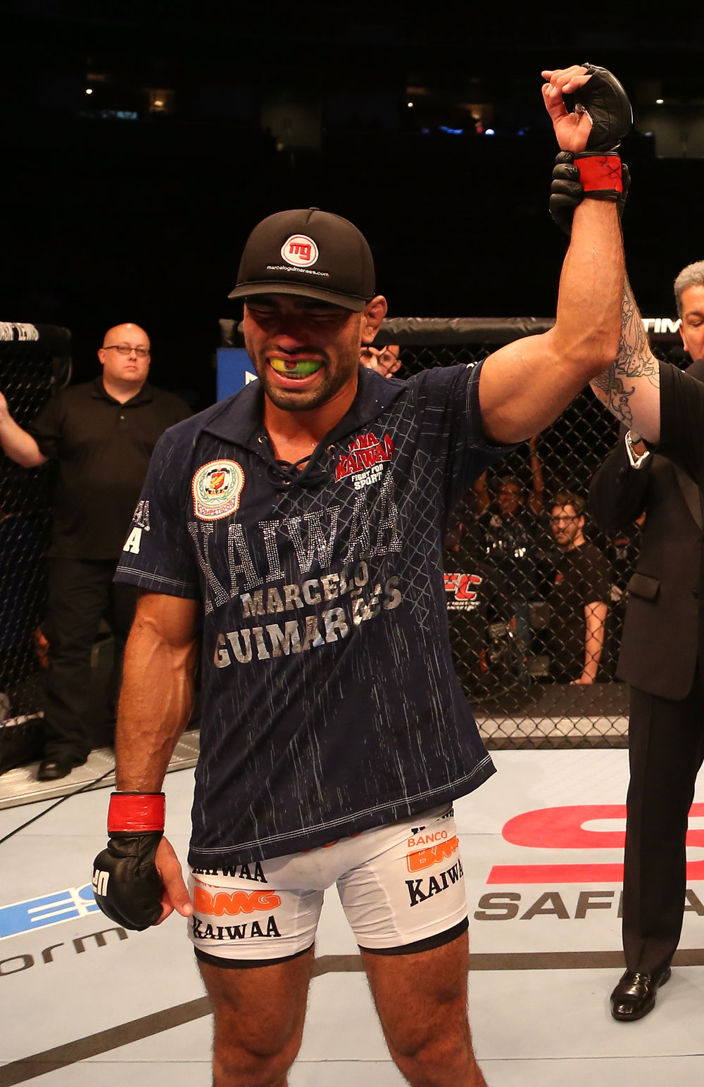 SAN JOSE, CA - JULY 11: Marcelo Guimaraes reacts to his victory over Dan Stittgen at HP Pavilion on July 11, 2012 in San Jose, California. (Photo by Ezra Shaw/Zuffa LLC/Zuffa LLC via Getty Images) *** Local Caption *** Marcelo Guimaraes; Dan Stittgen