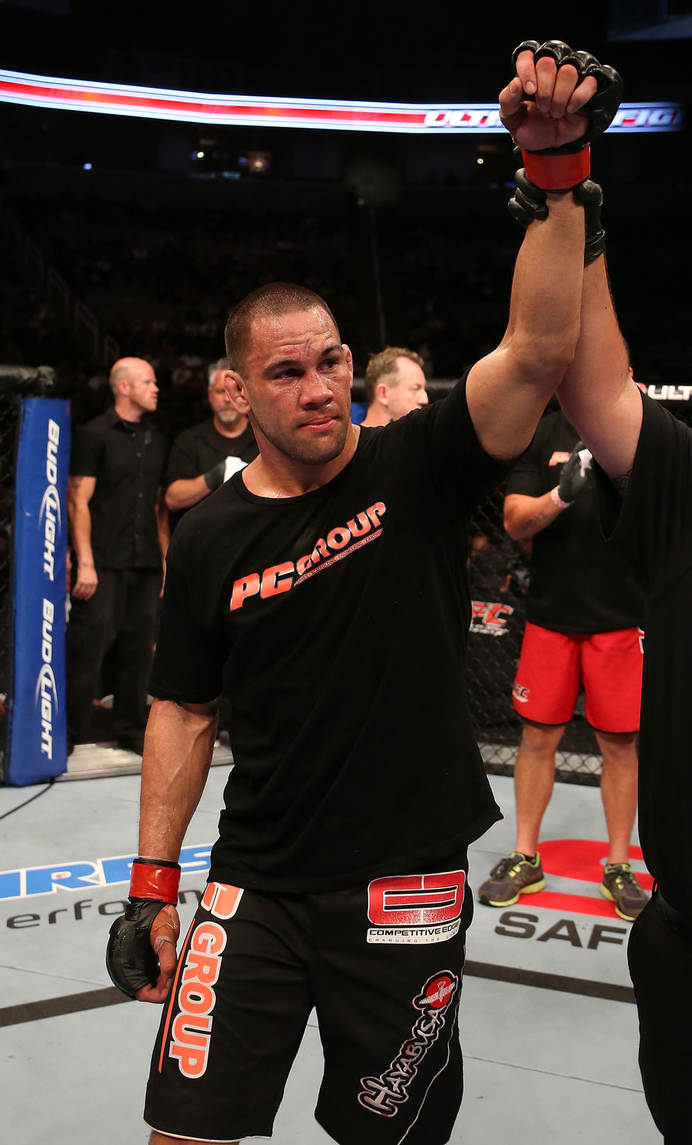 SAN JOSE, CA - JULY 11: James Te Huna reacts to being declared the winner after his light heavyweight bout at HP Pavilion on July 11, 2012 in San Jose, California. (Photo by Ezra Shaw/Zuffa LLC/Zuffa LLC via Getty Images) *** Local Caption *** James Te Huna