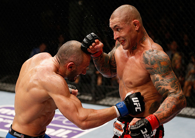 MACAU, MACAU - NOVEMBER 10: (L-R) Stanislav Nedkov and Thiago Silva trade punches during their light heavyweight bout at the UFC Macao event inside CotaiArena on November 10, 2012 in Macau, Macau. (Photo by Josh Hedges/Zuffa LLC/Zuffa LLC via Getty Images)