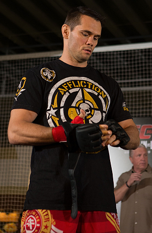 HONG KONG - NOVEMBER 07: Rich Franklin works out for media and fans during a UFC open workout session at Harbour City Mall on November 7, 2012 in Hong Kong, Hong Kong. (Photo by Josh Hedges/Zuffa LLC/Zuffa LLC via Getty Images)