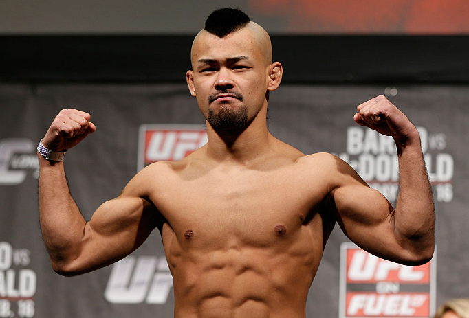 LONDON, ENGLAND - FEBRUARY 15:  Motonobu Tezuka weighs in during the UFC weigh-in on February 15, 2013 at Wembley Arena in London, England.  (Photo by Josh Hedges/Zuffa LLC/Zuffa LLC via Getty Images)