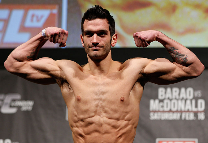 LONDON, ENGLAND - FEBRUARY 15:  Josh Grispi weighs in during the UFC weigh-in on February 15, 2013 at Wembley Arena in London, England.  (Photo by Josh Hedges/Zuffa LLC/Zuffa LLC via Getty Images)