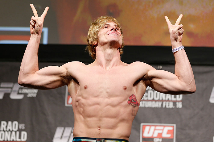 LONDON, ENGLAND - FEBRUARY 15:  Matthew Riddle weighs in during the UFC weigh-in on February 15, 2013 at Wembley Arena in London, England.  (Photo by Josh Hedges/Zuffa LLC/Zuffa LLC via Getty Images)
