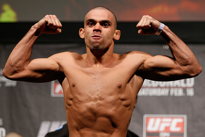 LONDON, ENGLAND - FEBRUARY 15:  Renan Barao weighs in during the UFC weigh-in on February 15, 2013 at Wembley Arena in London, England.  (Photo by Josh Hedges/Zuffa LLC/Zuffa LLC via Getty Images)