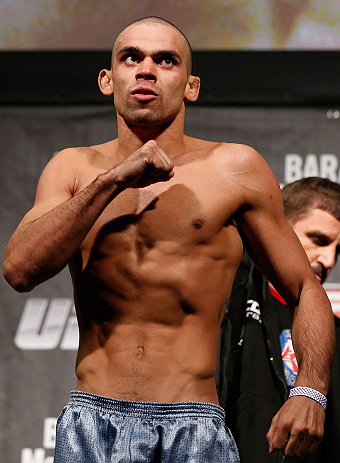LONDON, ENGLAND - FEBRUARY 15:  Renan Barao weighs in during the UFC weigh-in on February 15, 2013 at Wembley Arena in London, England.  (Photo by Josh Hedges/Zuffa LLC/Zuffa LLC via Getty Images)
