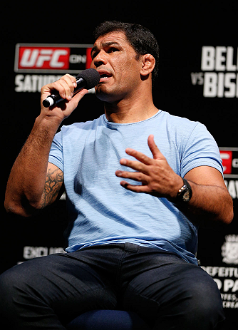 SAO PAULO, BRAZIL - JANUARY 18: Antonio Rodrigo "Minotauro" Nogueira interacts with fans during a Q&A session before the UFC on FX official weigh-in event on January 18, 2013 at Ibirapuera Gymnasium in Sao Paulo, Brazil. (Photo by Josh Hedges/Zuffa LLC/Zuffa LLC via Getty Images)