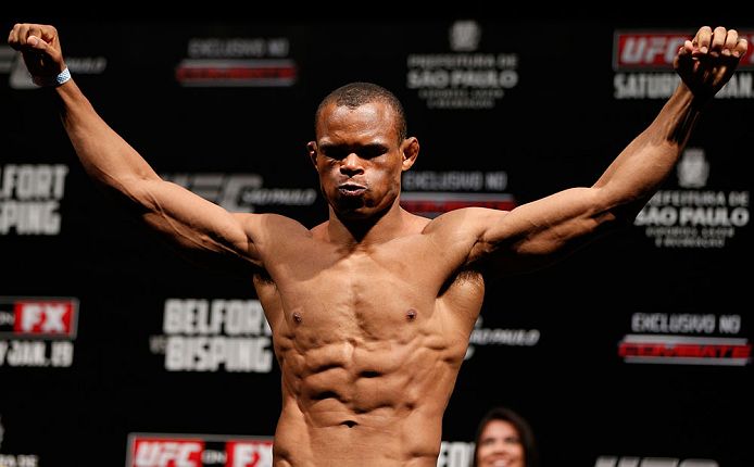 SAO PAULO, BRAZIL - JANUARY 18: Francisco Trinaldo weighs in during the UFC on FX official weigh-in event on January 18, 2013 at Ibirapuera Gymnasium in Sao Paulo, Brazil. (Photo by Josh Hedges/Zuffa LLC/Zuffa LLC via Getty Images)