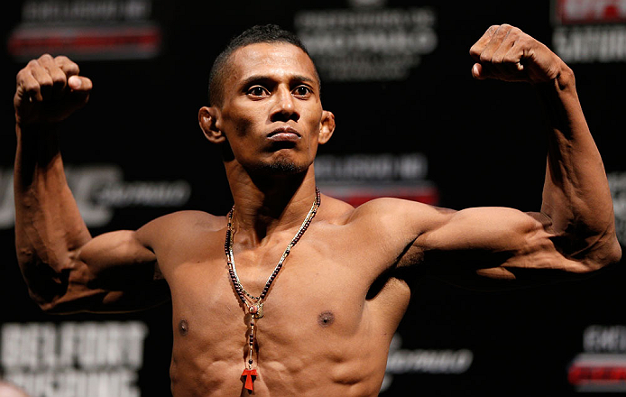 SAO PAULO, BRAZIL - JANUARY 18: Yuri Alcantara weighs in during the UFC on FX official weigh-in event on January 18, 2013 at Ibirapuera Gymnasium in Sao Paulo, Brazil. (Photo by Josh Hedges/Zuffa LLC/Zuffa LLC via Getty Images)