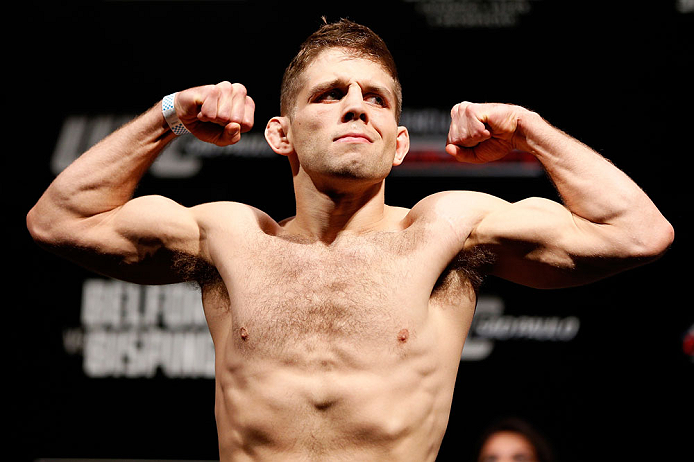 SAO PAULO, BRAZIL - JANUARY 18: Nik Lentz weighs in during the UFC on FX official weigh-in event on January 18, 2013 at Ibirapuera Gymnasium in Sao Paulo, Brazil. (Photo by Josh Hedges/Zuffa LLC/Zuffa LLC via Getty Images)