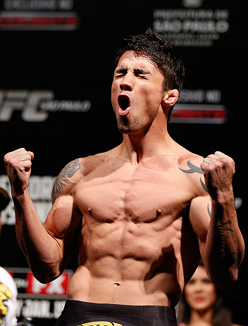 SAO PAULO, BRAZIL - JANUARY 18: Diego Nunes weighs in during the UFC on FX official weigh-in event on January 18, 2013 at Ibirapuera Gymnasium in Sao Paulo, Brazil. (Photo by Josh Hedges/Zuffa LLC/Zuffa LLC via Getty Images)