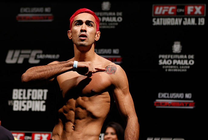SAO PAULO, BRAZIL - JANUARY 18: Godofredo "Pepey" Castro weighs in during the UFC on FX official weigh-in event on January 18, 2013 at Ibirapuera Gymnasium in Sao Paulo, Brazil. (Photo by Josh Hedges/Zuffa LLC/Zuffa LLC via Getty Images)