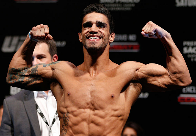 SAO PAULO, BRAZIL - JANUARY 18: Thiago Tavares weighs in during the UFC on FX official weigh-in event on January 18, 2013 at Ibirapuera Gymnasium in Sao Paulo, Brazil. (Photo by Josh Hedges/Zuffa LLC/Zuffa LLC via Getty Images)
