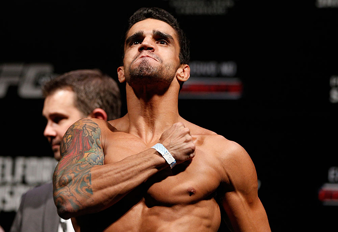 SAO PAULO, BRAZIL - JANUARY 18: Thiago Tavares weighs in during the UFC on FX official weigh-in event on January 18, 2013 at Ibirapuera Gymnasium in Sao Paulo, Brazil. (Photo by Josh Hedges/Zuffa LLC/Zuffa LLC via Getty Images)