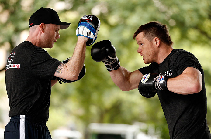 SAO PAULO, BRAZIL - JANUARY 16:  C.B. Dolloway participates in an open workout session for media and fans on January 16, 2013 at Parque Anhangabau in Sao Paulo, Brazil. (Photo by Josh Hedges/Zuffa LLC/Zuffa LLC via Getty Images)