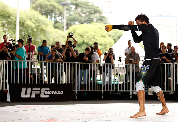 SAO PAULO, BRAZIL - JANUARY 16:  Milton Vieira participates in an open workout session for media and fans on January 16, 2013 at Parque Anhangabau in Sao Paulo, Brazil. (Photo by Josh Hedges/Zuffa LLC/Zuffa LLC via Getty Images)