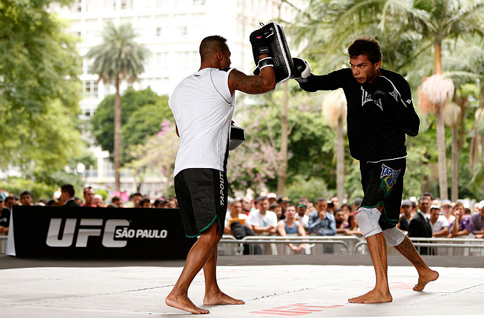 SAO PAULO, BRAZIL - JANUARY 16:  Milton Vieira participates in an open workout session for media and fans on January 16, 2013 at Parque Anhangabau in Sao Paulo, Brazil. (Photo by Josh Hedges/Zuffa LLC/Zuffa LLC via Getty Images)