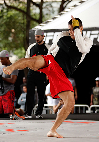 SAO PAULO, BRAZIL - JANUARY 16:  Daniel Sarafian participates in an open workout session for media and fans on January 16, 2013 at Parque Anhangabau in Sao Paulo, Brazil. (Photo by Josh Hedges/Zuffa LLC/Zuffa LLC via Getty Images)