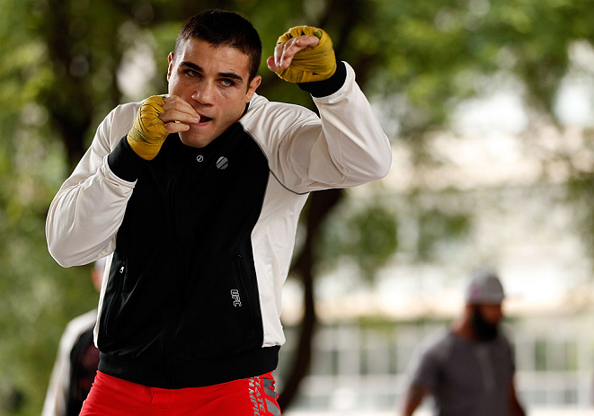 SAO PAULO, BRAZIL - JANUARY 16:  Daniel Sarafian participates in an open workout session for media and fans on January 16, 2013 at Parque Anhangabau in Sao Paulo, Brazil. (Photo by Josh Hedges/Zuffa LLC/Zuffa LLC via Getty Images)