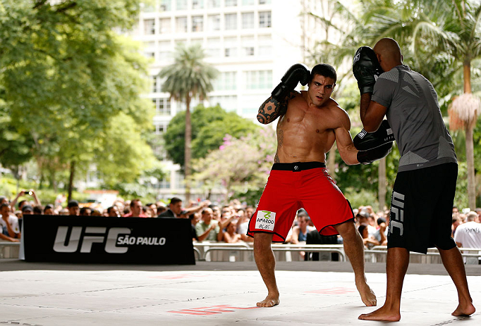 SAO PAULO, BRAZIL - JANUARY 16:  Daniel Sarafian participates in an open workout session for media and fans on January 16, 2013 at Parque Anhangabau in Sao Paulo, Brazil. (Photo by Josh Hedges/Zuffa LLC/Zuffa LLC via Getty Images)
