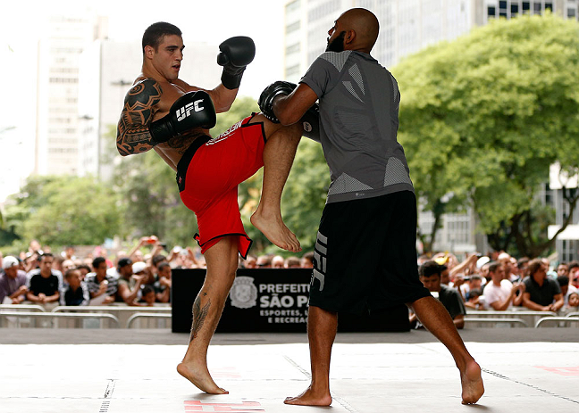 SAO PAULO, BRAZIL - JANUARY 16:  Daniel Sarafian participates in an open workout session for media and fans on January 16, 2013 at Parque Anhangabau in Sao Paulo, Brazil. (Photo by Josh Hedges/Zuffa LLC/Zuffa LLC via Getty Images)