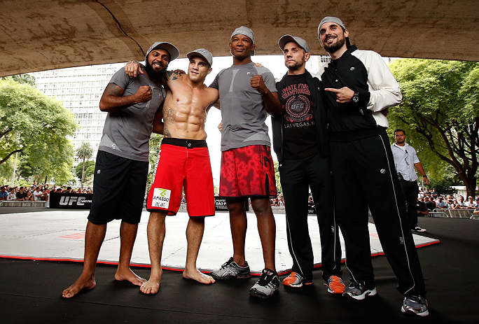 SAO PAULO, BRAZIL - JANUARY 16:  Daniel Sarafian participates in an open workout session for media and fans on January 16, 2013 at Parque Anhangabau in Sao Paulo, Brazil. (Photo by Josh Hedges/Zuffa LLC/Zuffa LLC via Getty Images)