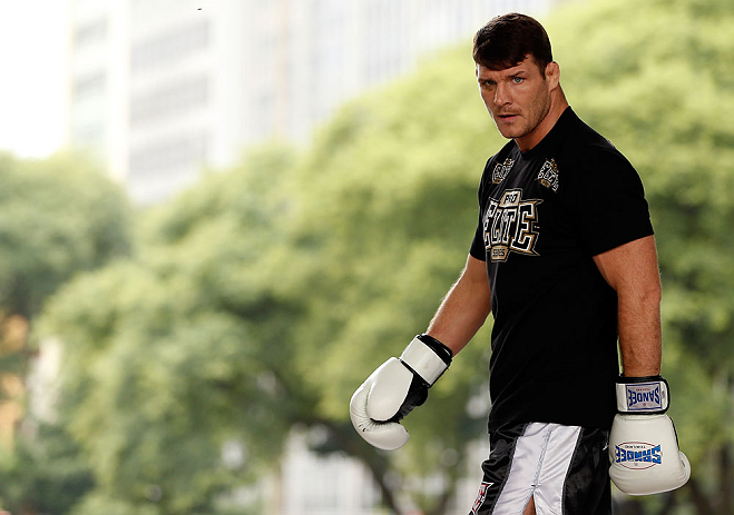 SAO PAULO, BRAZIL - JANUARY 16:  Michael Bisping participates in an open workout session for media and fans on January 16, 2013 at Parque Anhangabau in Sao Paulo, Brazil. (Photo by Josh Hedges/Zuffa LLC/Zuffa LLC via Getty Images)