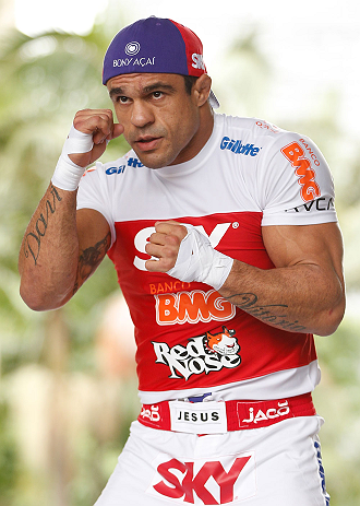 SAO PAULO, BRAZIL - JANUARY 16:  Vitor Belfort participates in an open workout session for media and fans on January 16, 2013 at Parque Anhangabau in Sao Paulo, Brazil. (Photo by Josh Hedges/Zuffa LLC/Zuffa LLC via Getty Images)