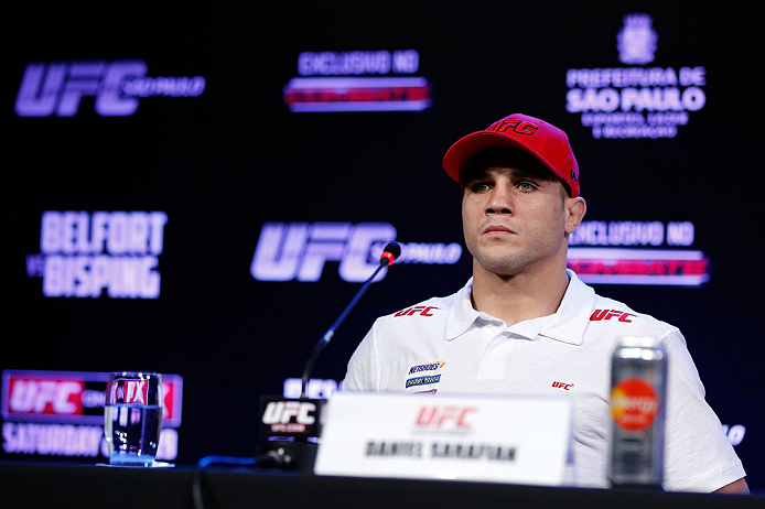SAO PAULO, BRAZIL - JANUARY 17:  Daniel Sarafian interacts with media during a UFC press conference on January 17, 2013 at the Hilton Hotel in Sao Paulo, Brazil. (Photo by Josh Hedges/Zuffa LLC/Zuffa LLC via Getty Images)