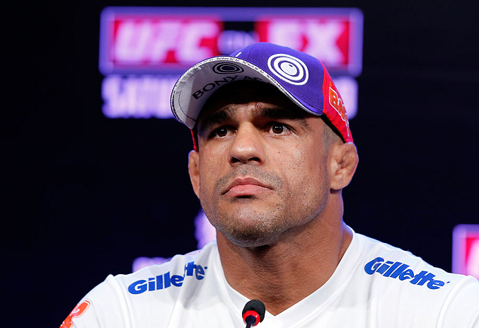 SAO PAULO, BRAZIL - JANUARY 17:  Vitor Belfort interacts with media during a UFC press conference on January 17, 2013 at the Hilton Hotel in Sao Paulo, Brazil. (Photo by Josh Hedges/Zuffa LLC/Zuffa LLC via Getty Images)