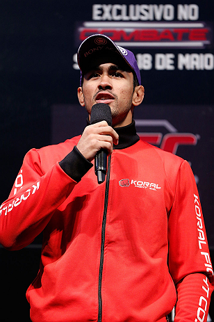 JARAGUA DO SUL, BRAZIL - MAY 17: Godofredo 'Pepey' Castro interacts with fans during a Q&A session before the UFC on FX weigh-in on May 17, 2013 at the Arena Jaragua in Jaragua do Sul, Santa Catarina, Brazil. (Photo by Josh Hedges/Zuffa LLC/Zuffa LLC via Getty Images)