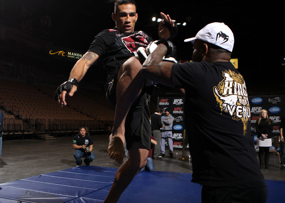 LAS VEGAS, NV - FEBRUARY 01: Fabricio Werdum works out for the media and fans during the UFC 143 open workouts at Mandalay Bay Events Center on February 1, 2012 in Las Vegas, United States. (Photo by Josh Hedges/Zuffa LLC/Zuffa LLC via Getty Images) *** Local Caption *** Fabricio Werdum