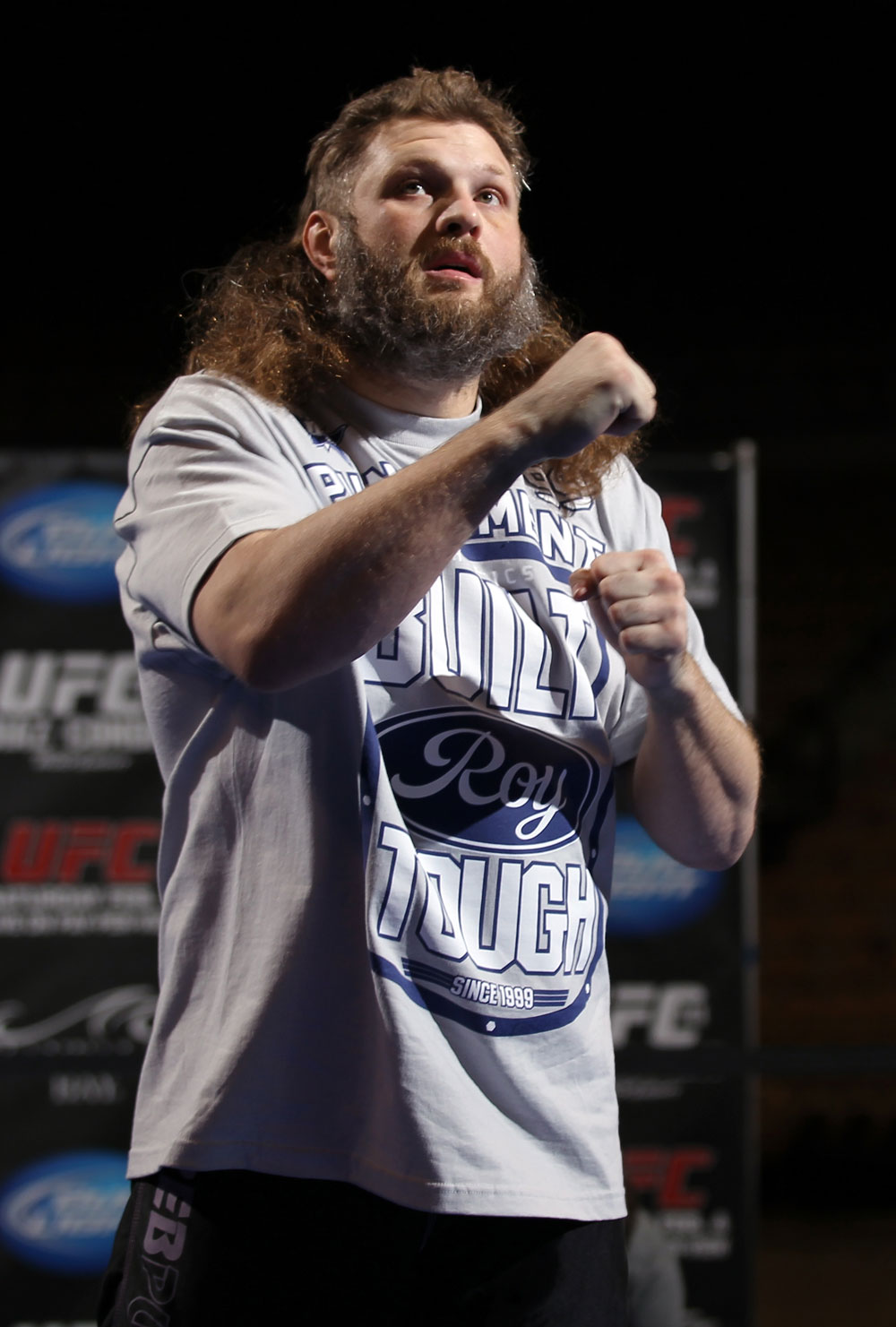 LAS VEGAS, NV - FEBRUARY 01: Roy Nelson works out for the media and fans during the UFC 143 open workouts at Mandalay Bay Events Center on February 1, 2012 in Las Vegas, United States. (Photo by Josh Hedges/Zuffa LLC/Zuffa LLC via Getty Images) *** Local Caption *** Roy Nelson