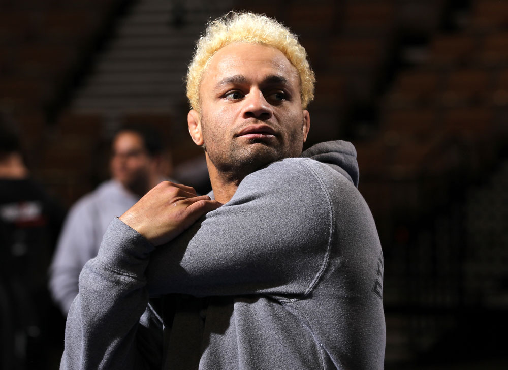 LAS VEGAS, NV - FEBRUARY 01: Josh Koscheck works out for the media and fans during the UFC 143 open workouts at Mandalay Bay Events Center on February 1, 2012 in Las Vegas, United States. (Photo by Josh Hedges/Zuffa LLC/Zuffa LLC via Getty Images) *** Local Caption *** Josh Koscheck