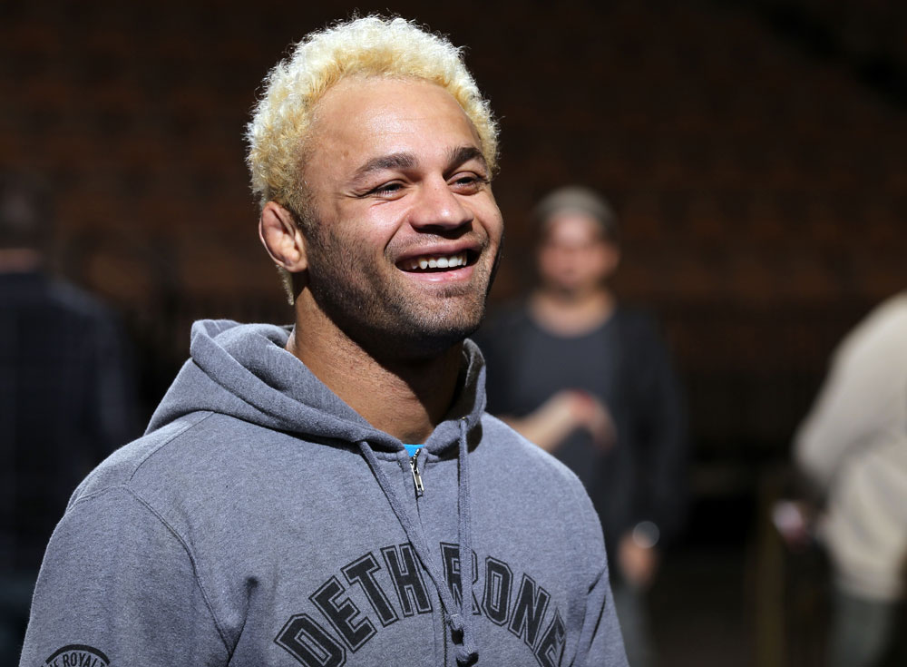 LAS VEGAS, NV - FEBRUARY 01: Josh Koscheck works out for the media and fans during the UFC 143 open workouts at Mandalay Bay Events Center on February 1, 2012 in Las Vegas, United States. (Photo by Josh Hedges/Zuffa LLC/Zuffa LLC via Getty Images) *** Local Caption *** Josh Koscheck