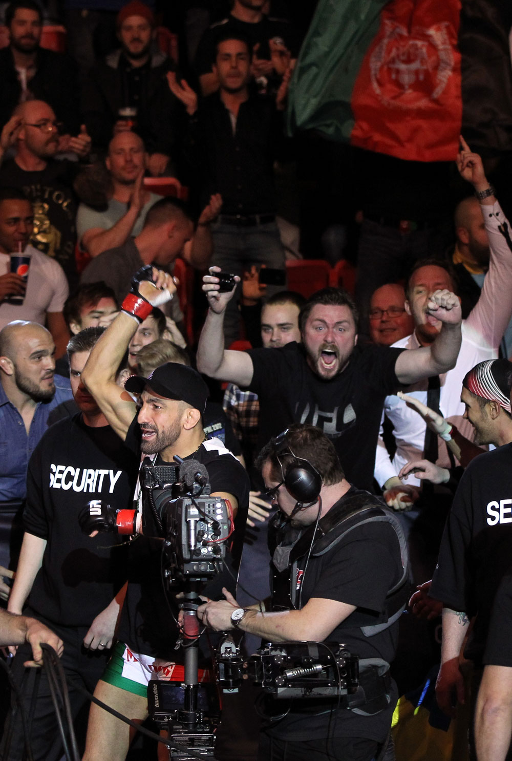STOCKHOLM, SWEDEN - APRIL 14: Reza Madadi of Sweden enters the arena before his bout against Yoislandy Izquierdo at the UFC on Fuel TV event at Ericsson Globe on April 14, 2012 in Stockholm, Sweden. (Photo by Josh Hedges/Zuffa LLC/Zuffa LLC via Getty Images)