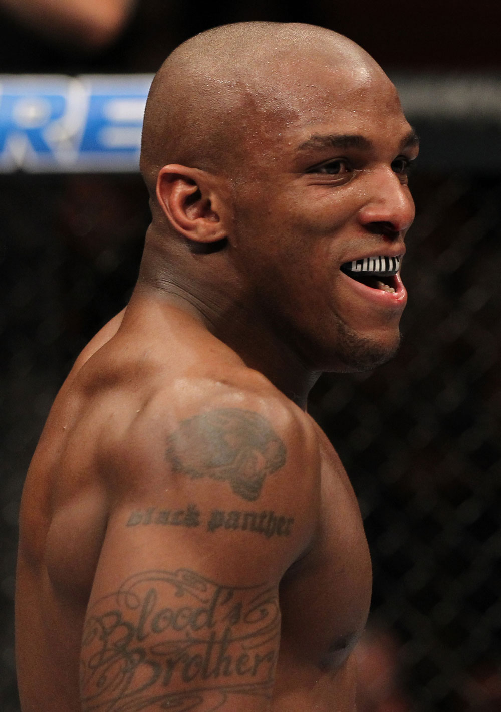 STOCKHOLM, SWEDEN - APRIL 14: (L-R) Francis Carmont reacts to his win over Magnus Cedenblad during their middleweight bout at the UFC on Fuel TV event at Ericsson Globe on April 14, 2012 in Stockholm, Sweden. (Photo by Josh Hedges/Zuffa LLC/Zuffa LLC via Getty Images)