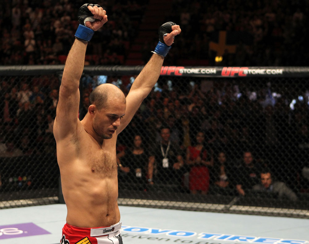 STOCKHOLM, SWEDEN - APRIL 14: Siyar Bahadurzada reacts to his win over Paulo Thiago at the UFC on Fuel TV event at Ericsson Globe on April 14, 2012 in Stockholm, Sweden. (Photo by Josh Hedges/Zuffa LLC/Zuffa LLC via Getty Images)