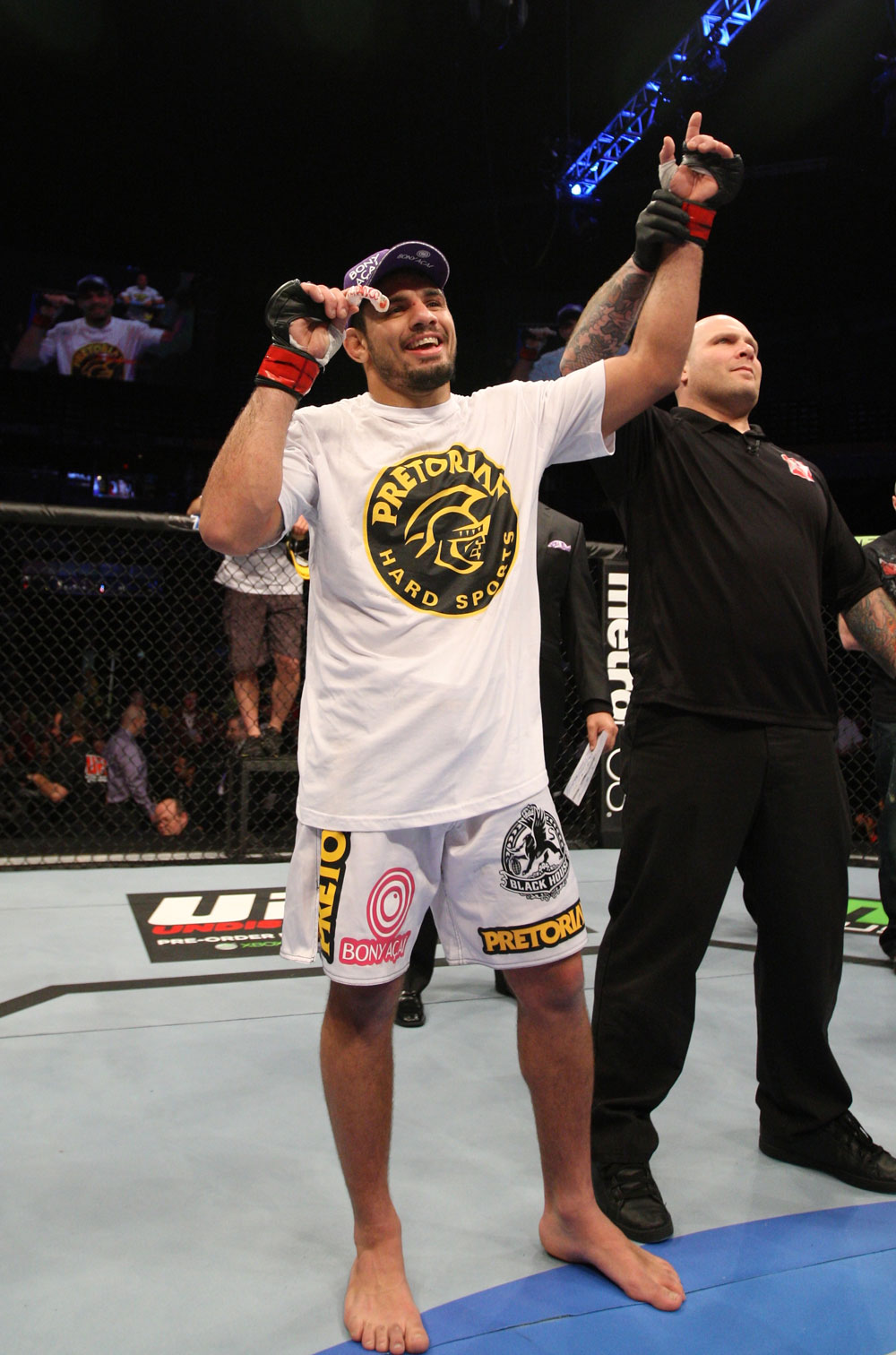 NASHVILLE, TN - JANUARY 20:  Fabricio Camoes reacts after defeating Tommy Hayden during the UFC on FX event at Bridgestone Arena on January 20, 2012 in Nashville, Tennessee.  (Photo by Josh Hedges/Zuffa LLC/Zuffa LLC via Getty Images)
