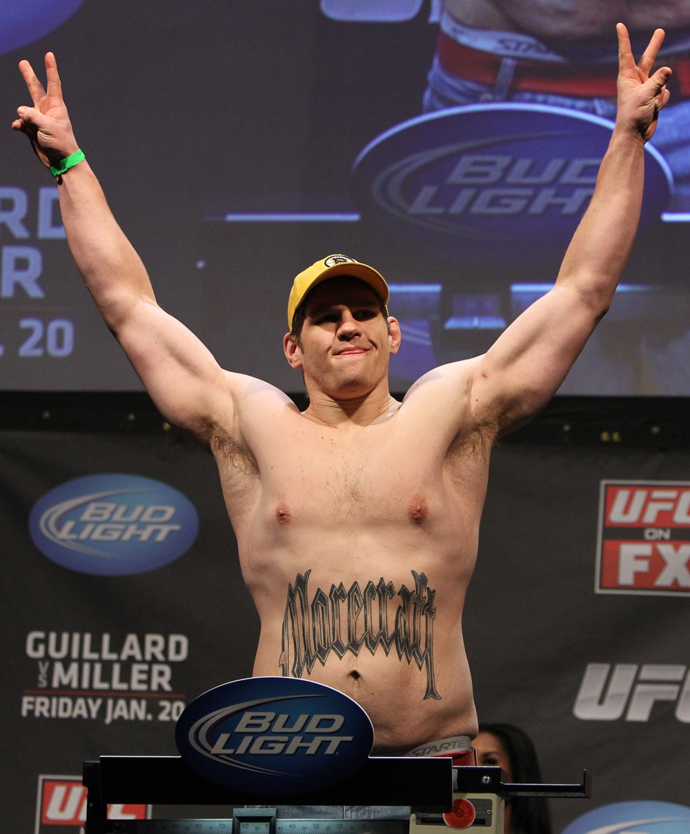NASHVILLE, TN - JANUARY 19: Christian Morecraft weighs in during the UFC on FX official weigh in at Bridgestone Arena on January 19, 2012 in Nashville, Tennessee. (Photo by Josh Hedges/Zuffa LLC/Zuffa LLC via Getty Images)