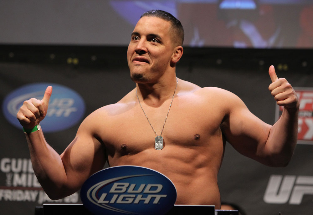 NASHVILLE, TN - JANUARY 19: Pat Barry weighs in during the UFC on FX official weigh in at Bridgestone Arena on January 19, 2012 in Nashville, Tennessee. (Photo by Josh Hedges/Zuffa LLC/Zuffa LLC via Getty Images)
