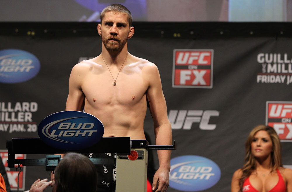 NASHVILLE, TN - JANUARY 19: Duane Ludwig weighs in during the UFC on FX official weigh in at Bridgestone Arena on January 19, 2012 in Nashville, Tennessee. (Photo by Josh Hedges/Zuffa LLC/Zuffa LLC via Getty Images)