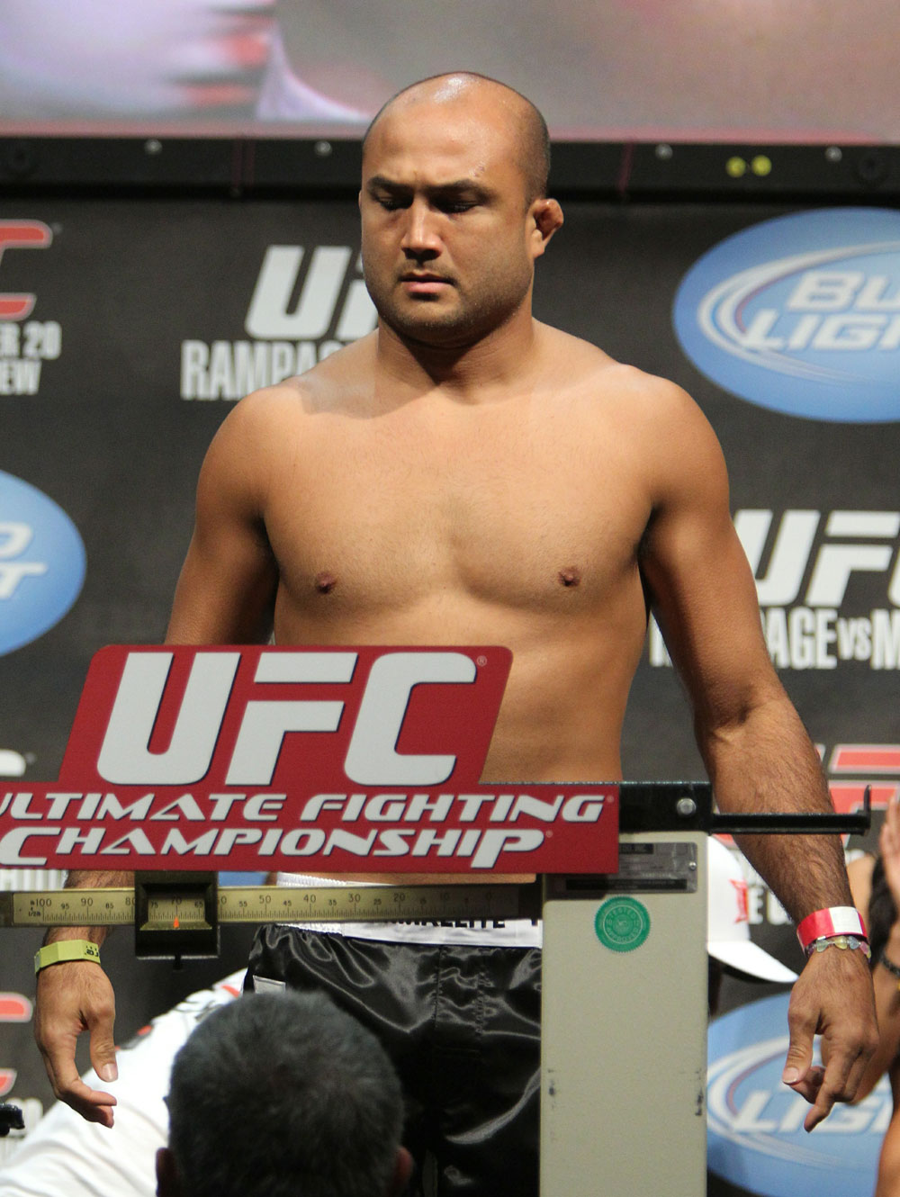 BJ Penn weighs in at 169 lbs at the UFC 123 weigh-in at the Palace of Auburn Hills on November 19, 2010 in Auburn Hills, Michigan.  (Photo by Josh Hedges/Zuffa LLC/Zuffa LLC via Getty Images)