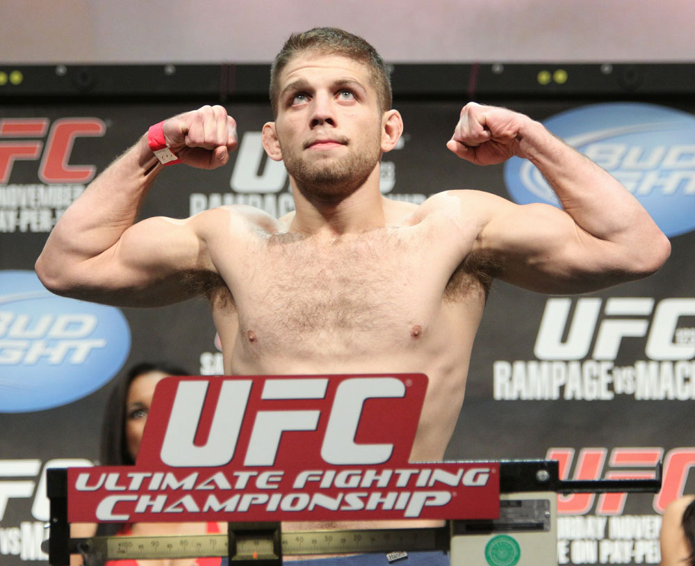 Nik Lentz weighs in at 155 lbs at the UFC 123 weigh-in at the Palace of Auburn Hills on November 19, 2010 in Auburn Hills, Michigan. (Photo by Josh Hedges/Zuffa LLC/Zuffa LLC via Getty Images)