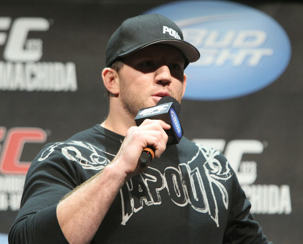 Ryan Bader interacts with fans at the UFC Fight Club Q&A before the UFC 123 weigh-in at the Palace of Auburn Hills on November 19, 2010 in Auburn Hills, Michigan. (Photo by Josh Hedges/Zuffa LLC/Zuffa LLC via Getty Images)