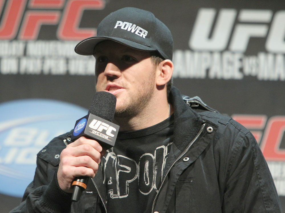 Ryan Bader interacts with fans at the UFC Fight Club Q&A before the UFC 123 weigh-in at the Palace of Auburn Hills on November 19, 2010 in Auburn Hills, Michigan. (Photo by Josh Hedges/Zuffa LLC/Zuffa LLC via Getty Images)