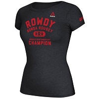 Women's Reebok Ronda Rousey Heather Black UFC Champion Stacked T-Shirt
