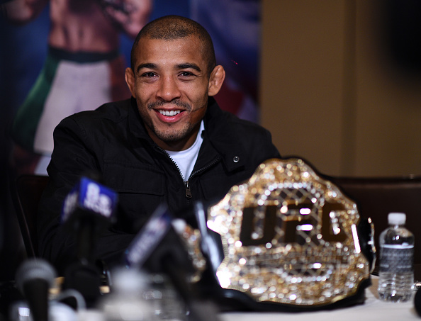 Aldo takes questions from gathered media in Las Vegas
