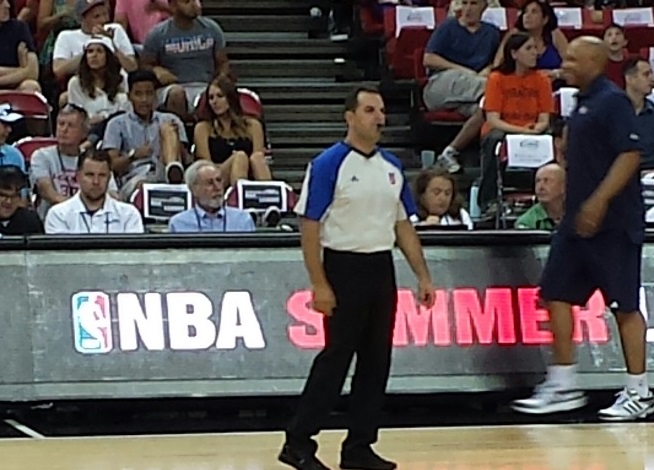 Marc Ratner (blue dress shirt) is seated at the scorer's table during NBA Summer League action at UNLV on July 12. Marc Ratner (blue dress shirt) is seated at the scorer's table during NBA Summer League action at UNLV on July 12.