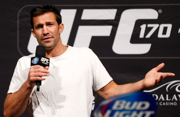LAS VEGAS, NV - FEBRUARY 21: UFC middleweight contender Luke Rockhold interacts with fans during a Q&A session before the UFC 170 weigh-in event at the Mandalay Bay Events Center on February 21, 2014 in Las Vegas, Nevada. (Photo by Josh Hedges/Zuffa LLC/Zuffa LLC via Getty Images)